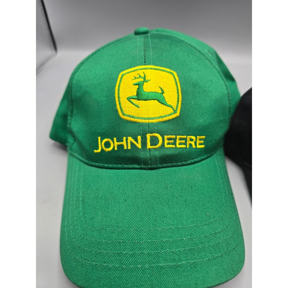 John Deere Baseball Cap Bundle Green and Black Embroidered Logo Hats 2 Pack - Picture 3 of 14